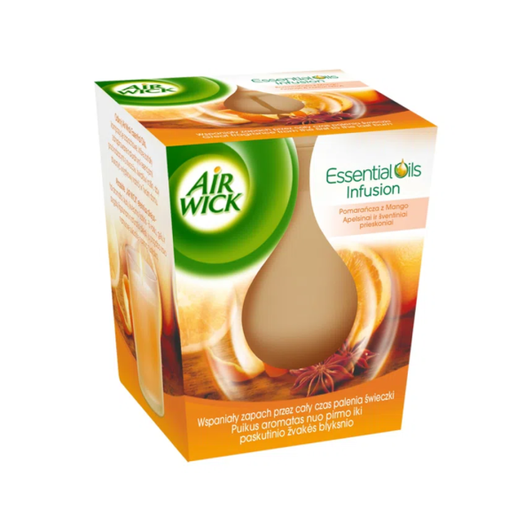 Air Wick Essential Oils Infusion Orange & Festive Spice świeca zapachowa Pomarańcza Mango 105g