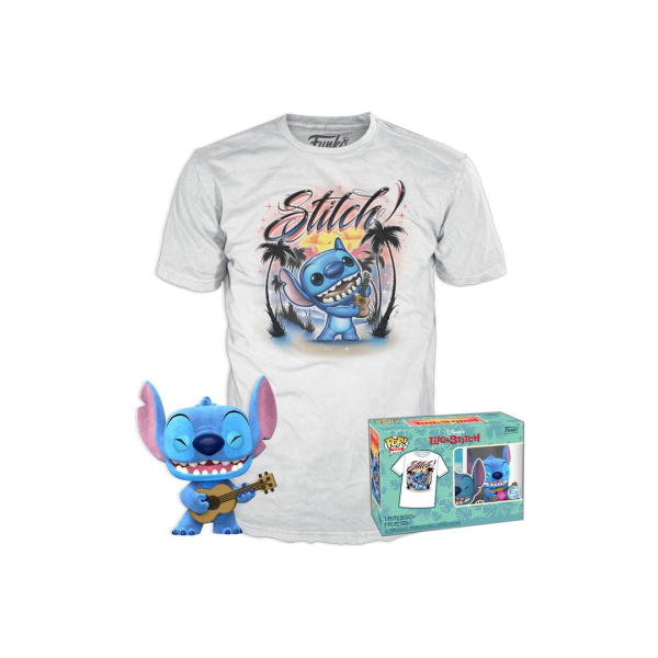 Funko POP! Set Lilo And Stitch Ukulele Stitch Flocked a tričko vel. L