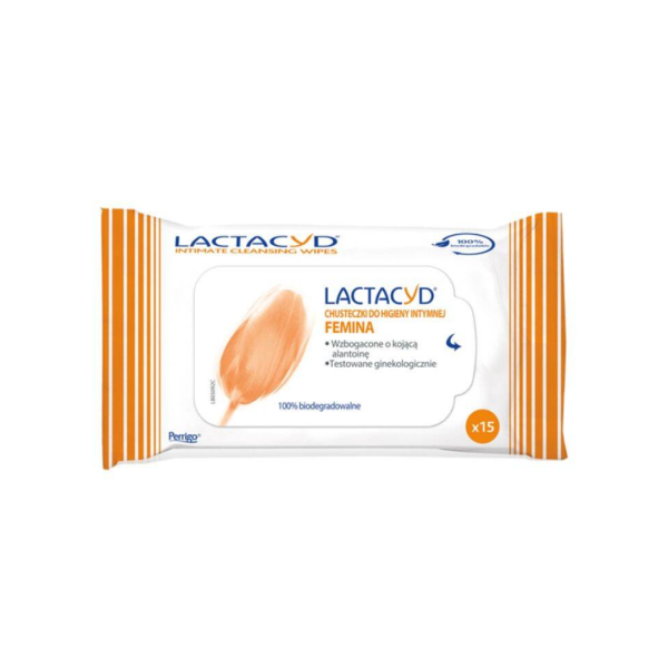 Lactacyd Femina – Chusteczki do Higieny Intymnej, 15 szt.